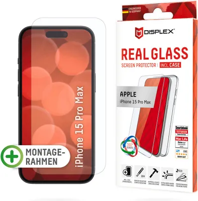 Obrázek produktu pro Displex 01849, Apple, iPhone 15 Pro Max, Aplikace nasucho, Nárazuvzdorné, Odolné proti poškrábání, Prachuodolný, Průhledná, 1 kusů