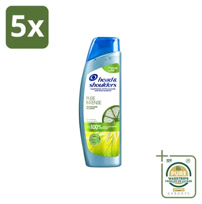 Obrázek produktu pro 5 kusů šamponu Head & Shoulders Anti-lupů Pure Intense Oil Control, 250 ml - balení