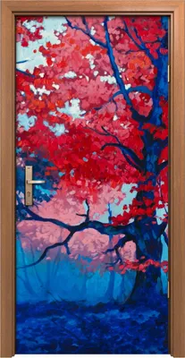 Produktbild von Türposter 90x200 cm Türaufkleber Türtapete Türfolie Klebefolie Landschaft Herbst Baum Wald Malerei