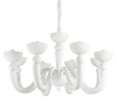 Produktbild von Shabby Chic-Provençal Bon Bon Metall-Kronleuchter Weiß 8 Lichter