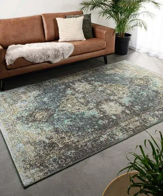 Zdjęcie produktu dla Unyqoos® Heritaged Vintage - dywan "Fade" nr 2, kolor zielony, wymiary 230 x 330 cm, poliester, gramatura 1600 g/m², wygląd przypominający welur
