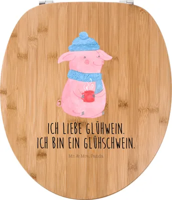Produktbild von Mr. & Mrs. Panda WC Brille Schwein Glühwein - Transparent - Geschenk, Punsch, Nikolaus, Glühschwein, WC-Sitz, Holz Toilettendeckel, Klobrille, Weihnachtsmarkt, Sitz