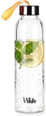 Immagine prodotto di Vilde | Bottiglia d'acqua in vetro 500 ml - Bottiglia in vetro borosilicato con laccetto