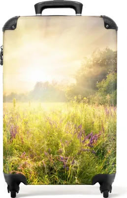 Produktbild von NoBoringSuitcases.com® Koffer Handgepäck Trolley Rollkoffer Kleine Reisekoffer mit 4 Rollen - Blumen - Gras - Landschaft - Sonne - Bäume - Cabin Size < 55x40x23 cm & 55x40x20 cm - Fotokoffer - Kabinenkoffer - BoardgepäckHandgepäck Koffer 55x35x20 cm, 36L,