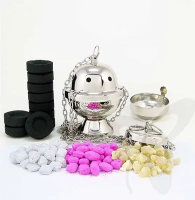 Produktbild von 2929 Weihrauchständer mit Einsatzschale Messing Handarbeit Räucherset Geschenk