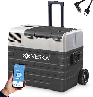 Produktbild von Kompresorová chladnička elektrická, mraznička s APP ovládáním, USB připojení, teleskopická tyč, kolečka, 12/24V, 230V - 42 litrů - antracitová