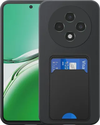 Productafbeelding van Geschikt voor Oppo Reno 12F.Telefoonhoesje met TPU en pasjeshouder - Flexibele achterkant van siliconen TPU met kaartsleuf - Zwart - Smartphonica