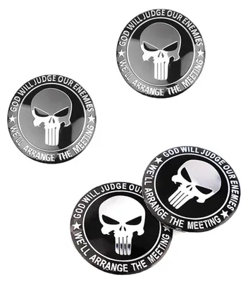Productafbeelding van Set van 4 zilveren doodskop stickers voor velgen 56 mm