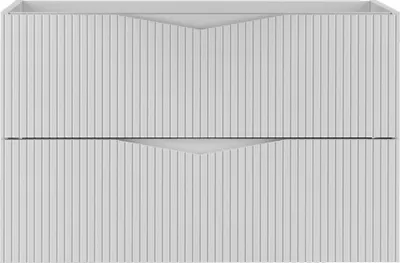 Produktbild von Badezimmer Waschbeckenschrank mit 80 cm Breite in weiß mit gerillter Front, 2 Schubladen - CALURI-140