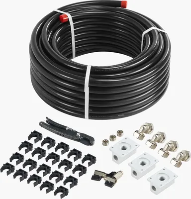 Image de Kit de conduites pour compresseur à air VEVOR, tuyau d'air comprimé de 30,48 m x 19,05 mm, système de canalisation d'air comprimé HDPE en aluminium, noir