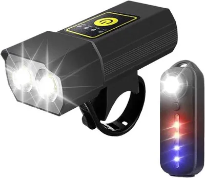 Immagine prodotto di VHV - Faro anteriore per bicicletta - Faro a LED - Lampada frontale ricaricabile tramite USB - Adatto per biciclette da città, bici da corsa e mountain bike
