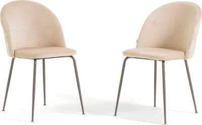 Immagine prodotto di Set di 2 sedie da pranzo imbottite, gambe in metallo, design elegante per cucina, sala da pranzo, bar e ristoranti SARA - Crema/Taupe