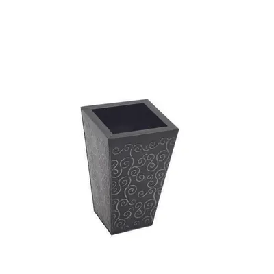 Produktbild von INNA-Glas Quadratischer Übertopf Pilar, Gemustert, schwarz, 19x19x31cm - Zinktopf/Blumentopf