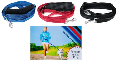 Image de Laisse de chien jogging laisse de chien walking laisse de vélo max.40kg laisse ventrale, couleur:rouge