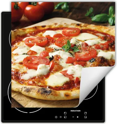 Produktbild von DarHaus Herdabdeckplatte 60x52 cm Anti Rutsch Matte Aufrollbar, Pizza - Tomate