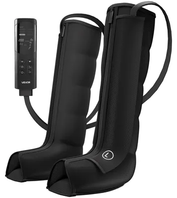 Image de Appareil de massage des jambes VEVOR avec 6 modes, masseur par compression d'air pour toute la jambe, idéal pour la relaxation quotidienne, 9 niveaux d'intensité, couverture à 360°, minuterie de mise hors tension automatique, livré avec une sacoche de transport et un adaptateur secteur