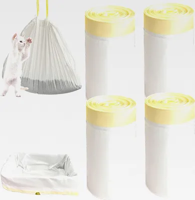 Produktbild von 40 Stück Mülltüten mit Tragegriff, 104 * 45cm XXL Katzenklo Beutel, Katzenklo Selbstreinigend, Reißfeste Dicke Katzentoilette Tüten, Katzentoilettenbeutel(4Rollen)