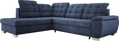 Produktbild von Pohodlná rohová pohovka LOTTA, rozmery 258x212cm, s funkciou spania a kvalitným čalúnením - Ideálny kus nábytku do malých aj veľkých miestností Usporiadanie nábytku vľavo Farba: MODRÁ