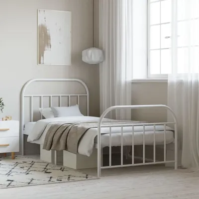 Image de Maison Exclusive - Sommier avec tête et pied de lit en métal blanc 100x190 cm