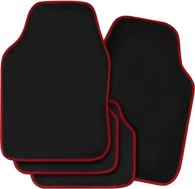 Produktbild von WOLTU Autofußmatten-Set mit 4 Matten, Allwetterfußmatten aus Teppichmaterial : Rot Farbe: Rot