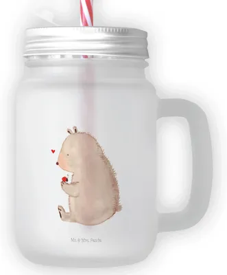 Produktbild von Mr. & Mrs. Panda Glas Bär Marienkäfer - Transparent - Geschenk, Motivation, Das Leben Ist schön, Cocktailglas, Teddy, Liebe, Mason Jar, Freiheit, Glasbecher