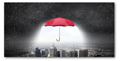 Produktbild von Tulup® Glas-Bild - 100x50 -Wandkunst - Wandbild hinter gehärtetem Sicherheitsglas  - Sehenswürdigkeiten & Architektur - Regenschirm Stadt - Rot
