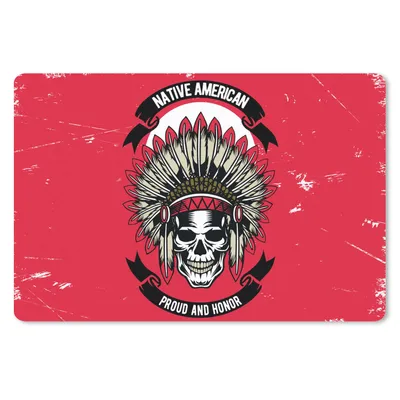 Produktbild von MuchoWow® Schreibtischunterlage Schädel - Indianerkopf - Vintage - Zeichnung 60x40 cm - XXL Mauspad - Großes Mauspad