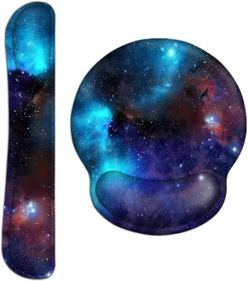 Productafbeelding van Polssteun set - Toetsenbord muismat - Comfortabel typen - Traagschuim en gel - 44x8 cm - Galaxis