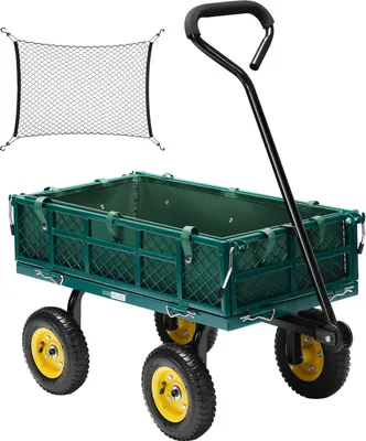 Produktbild von Stahl-Gartenwagen mit abnehmbarem Planenbezug und 181 kg Tragfähigkeit - Kompakter Transportwagen mit 8-Zoll-Luftreifen