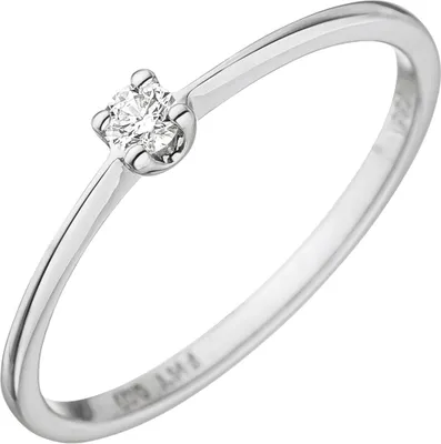 Produktbild von Solitär Damen-Ring mit Diamant Brillant 0,07 Ct. 585 Gold Weißgold Diamantring Innenumfang 50mm  Ø15.9mm