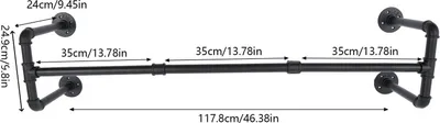 Obrázek produktu pro Nástěnná věšáková tyč – věšák na oblečení – nosnost 30 kg – vzdálenost od stěny 24 cm – kovový rám s ABS – do ložnice/šatny – černá