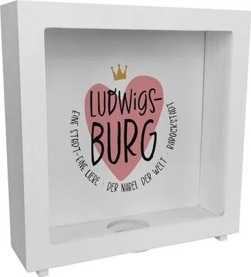 Produktbild von Ludwigsburg Rahmen Spardose aus Holz mit Herz und Text