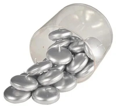 Produktbild von Schwimmkerzen Silber 24 x Ø 60 mm, 20 Stück