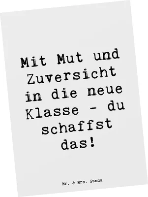 Produktbild von Mr. & Mrs. Panda Postkarte Spruch Erster Schultag Mut und Zuversicht - Weiß - Geschenk, Ansichtskarte, Vertrauem, Fotokarte, ermutigende Sprüche, Grußkarte, Postkarten