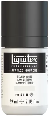 Produktbild von Liquitex 2059432 Professional Acryl Gouache - Titanweiß , 59ml Flasche, matt - Acrylfarbe mit Gouache Eigenschaften, Hochdeckend, Wasserfest & Lichtecht – Acrylic Gouach - 59ml