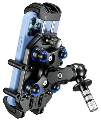 Produktbild von Motorrad Handyhalterung mit Vibrationsdämpfer und Sicherheitsschloss, verstellbar für 5,4-7,2 Zoll Smartphones