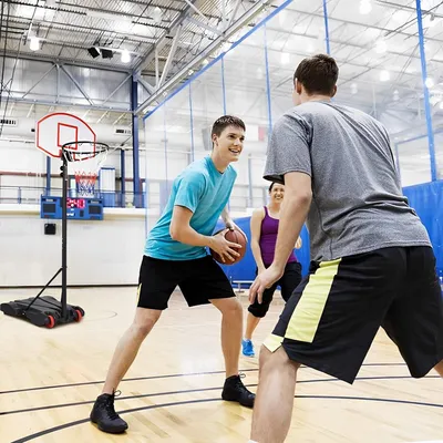 Produktbild von Famanu Basketballständer für Außen - Höhenverstellbar von 178 bis 208 cm - Schwarz + Rot