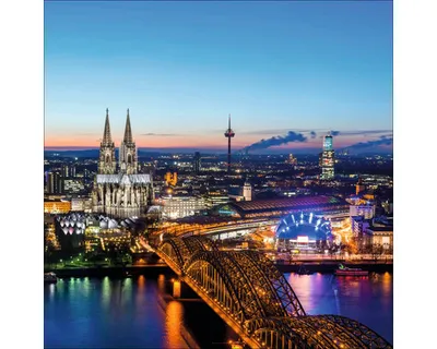 Produktbild von Glasbild Köln Skyline Sonnenuntergang III GLA875 50x50 cm