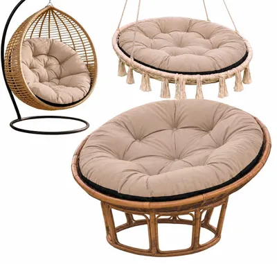 Produktbild von Rundes Gartenkissen 130 cm Beige – wasserabweisendes Outdoor Kissen aus Codura für Hängesessel, Nestschaukel, Gartenschaukel und Gartensessel