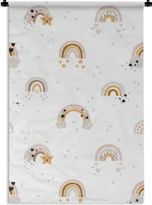 Produktbild von MuchoWow® Wandteppich Wandbehang Muster - Regenbogen - Herzen 120x180 cm Tapisserie Dekoration Wandtuch - Schlafzimmer - Dekorationen für das Haus