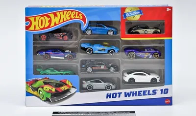 Produktbild von Hot Wheels Set mit 10Fahrzeugen im Maßstab 1:64 für Sammler und Kinder, Fahrzeug-Set, 3 Jahr(e), Kunststoff, Metall, Gemischte Farben