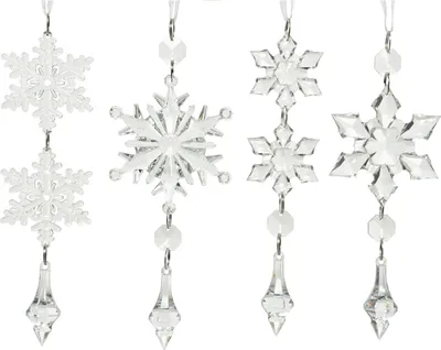 Produktbild von Christbaumschmuck Schneeflocke 16cm klar transparent, 1 Stück sortiert