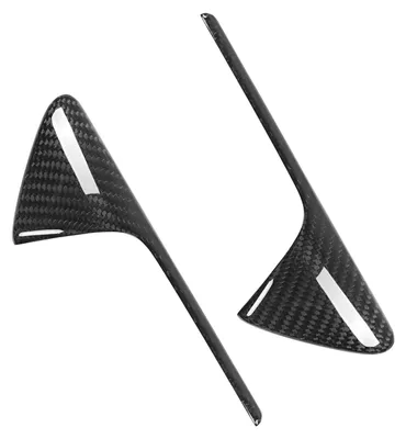 Image de Paire de caches pour les ouvertures d'aération des caméras latérales, en fibre de carbone véritable, adaptés à la Tesla Model 3 S et X, finition brillante