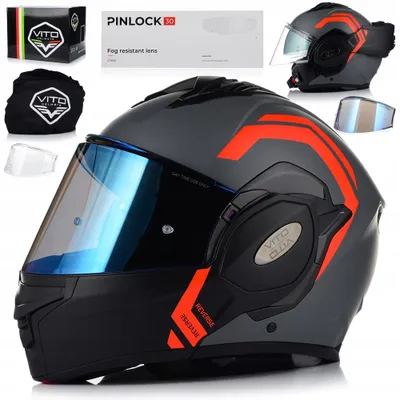 Image de Casque modulable Vito avec écran Pinlock et pare-soleil | Casque intégral modulable pour moto | Homologation ECE 22.06 | Taille L (59-60 cm)