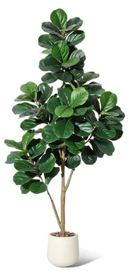 Produktbild von Kunstbaum Geigenfeige Ficus lyrata - Bodenpflanze - 180 cm - PE - Bonsai-Stil - Für draußen - Grün