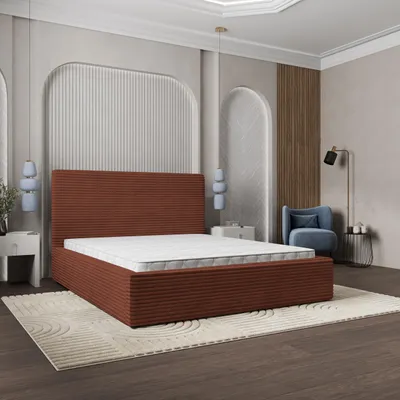 Produktbild von Masseno Polsterbett MIRETTI 180x200 cm, Polsterbett mit Bettkästen -Braun, TILIA 52