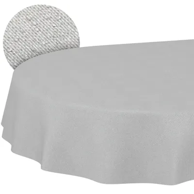 Produktbild von Tischdecke oval 200x140 cm abwaschbar Grau Leinenoptik für In-/Outdoor