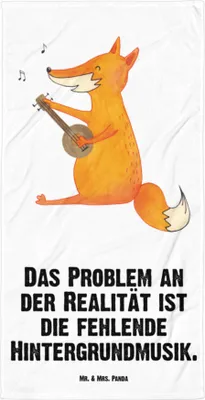 Produktbild von Mr. & Mrs. Panda Reisehandtuch Fuchs Gitarre - Weiß - Geschenk, Musik, Duschtuch, Badehandtuch, glücklich, Singen, Großes, Handtuch, Strandtuch, Duschhandtuch, Sänger