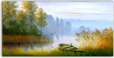 Produktbild von Coloray Canvas 140x70  Wandbild Leinwand Bilder Kunst Bild Holzboot an Land Wasser