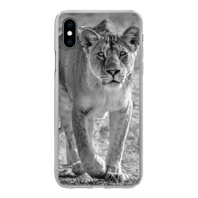 Produktbild von MuchoWow® Handyhülle Schutzhülle Hülle für iPhone Xs Löwe - Schwarz - Weiß Silikon Softcase Handy Hülle - Handytasche